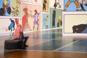 Une personne assise devant Tintin